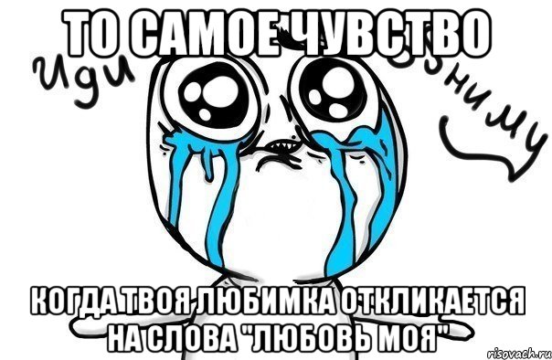 то самое чувство когда твоя любимка откликается на слова "любовь моя", Мем Иди обниму