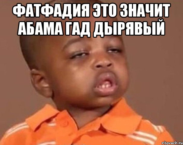 Фатфадия это значит абама гад дырявый , Мем  Какой пацан (негритенок)