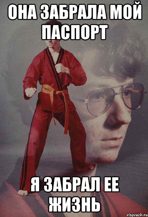 Она забрала мой паспорт я забрал ее жизнь, Мем Каратист