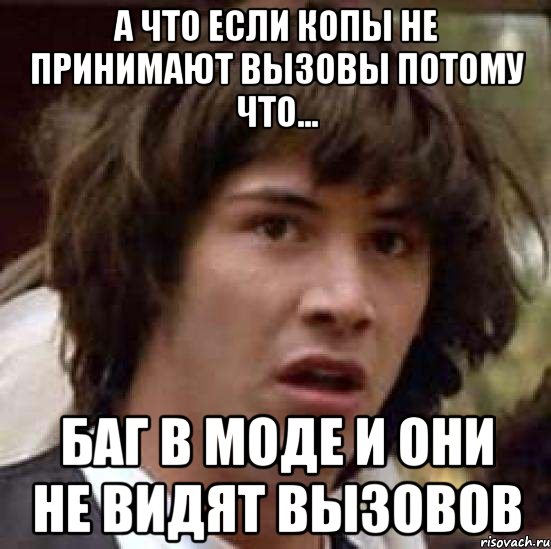 а что если копы не принимают вызовы потому что... баг в моде и они не видят вызовов, Мем А что если (Киану Ривз)