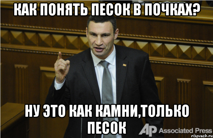 как понять песок в почках? ну это как камни,только песок, Мем кличко философ