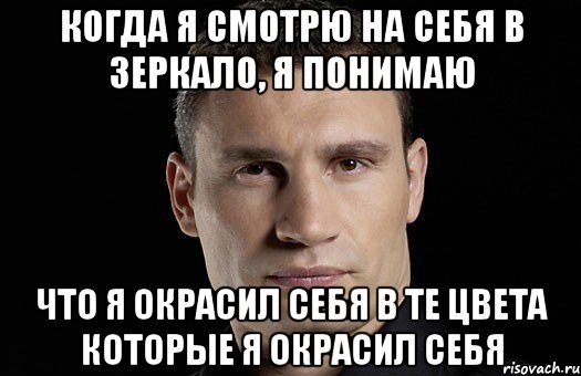 Когда я смотрю на себя в зеркало, я понимаю что я окрасил себя в те цвета которые я окрасил себя, Мем Кличко