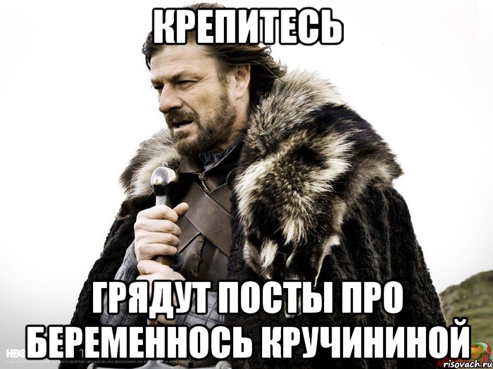 Крепитесь Грядут посты про беременнось Кручининой, Мем Зима близко крепитесь (Нед Старк)