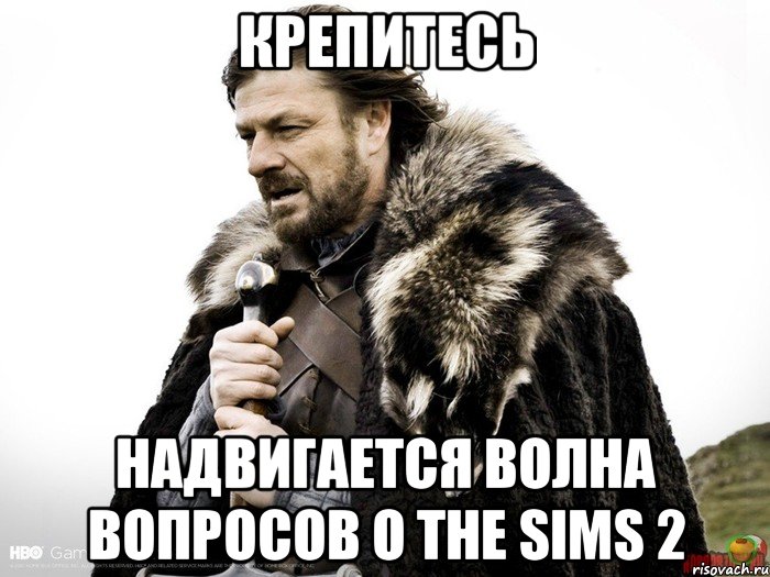 Крепитесь Надвигается волна вопросов о The Sims 2, Мем Зима близко крепитесь (Нед Старк)