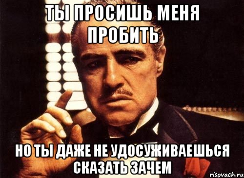 Ты просишь меня пробить Но ты даже не удосуживаешься сказать зачем, Мем крестный отец