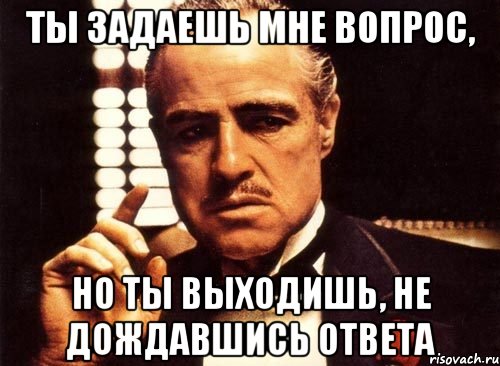 ты задаешь мне вопрос, но ты выходишь, не дождавшись ответа, Мем крестный отец