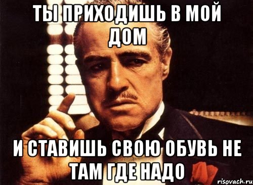 Ты приходишь в мой дом и ставишь свою обувь не там где надо, Мем крестный отец