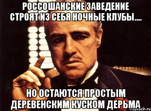 Россошанские заведение строят из себя ночные клубы.... но остаются простым деревенским куском дерьма, Мем крестный отец