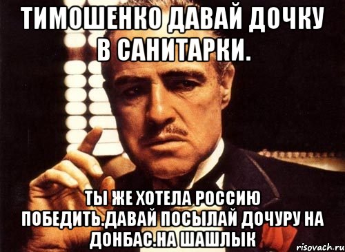 Тимошенко давай дочку в санитарки. Ты же хотела россию победить.давай посылай дочуру на донбас.на шашлык, Мем крестный отец