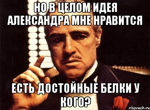 Но в целом идея Александра мне нравится Есть достойные белки у кого?, Мем крестный отец