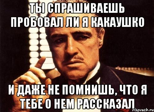 Ты спрашиваешь пробовал ли я какаушко и даже не помнишь, что я тебе о нем рассказал, Мем крестный отец