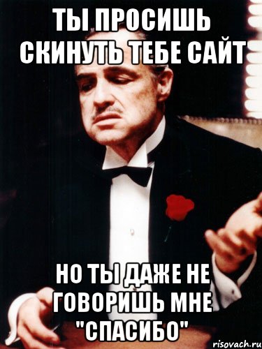 Ты просишь скинуть тебе сайт Но ты даже не говоришь мне "СПАСИБО", Мем ты делаешь это без уважения