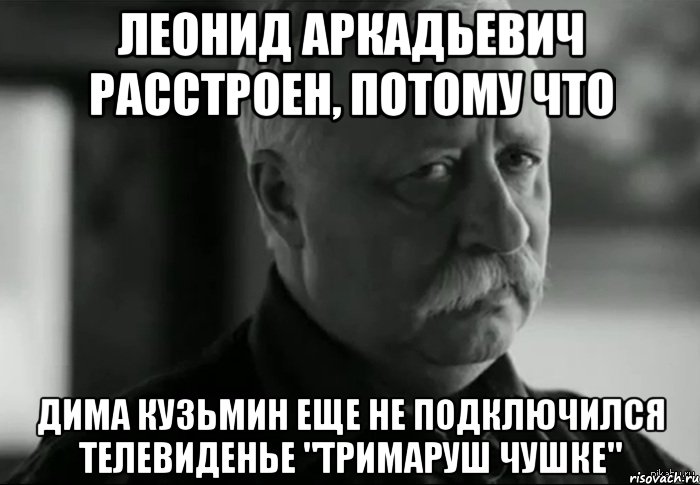 Леонид Аркадьевич расстроен, потому что Дима Кузьмин еще не подключился телевиденье "ТРИМАРУШ ЧуШке", Мем Не расстраивай Леонида Аркадьевича