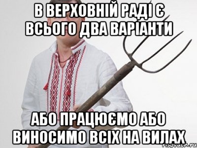 В верховній раді є всього два варіанти або працюємо або виносимо всіх на вилах