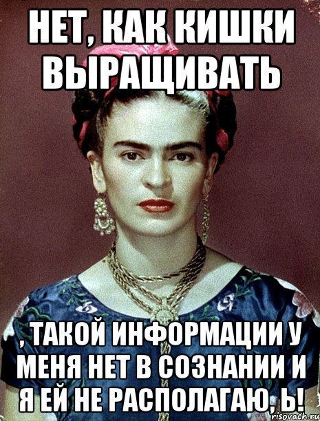 Нет, как кишки выращивать , такой информации у меня нет в сознании и я ей не располагаю, Ь!