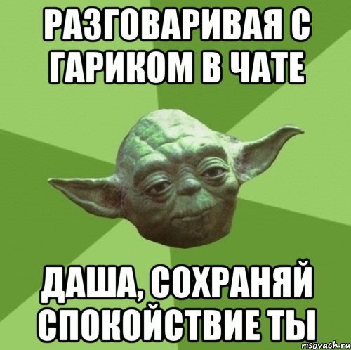 разговаривая с Гариком в чате Даша, сохраняй спокойствие ты, Мем Мастер Йода