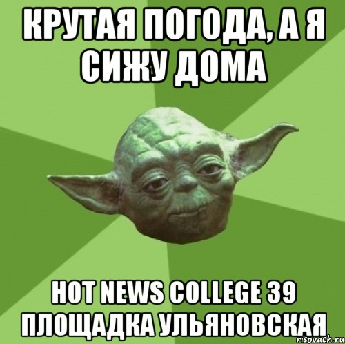 Крутая погода, а я сижу дома Hot News College 39 площадка Ульяновская, Мем Мастер Йода