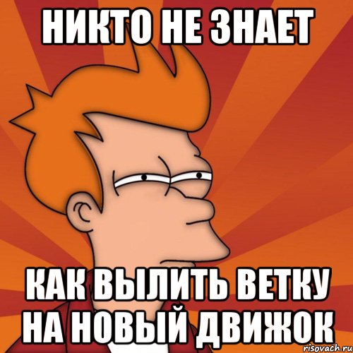 Никто не знает Как вылить ветку на новый движок, Мем Мне кажется или (Фрай Футурама)