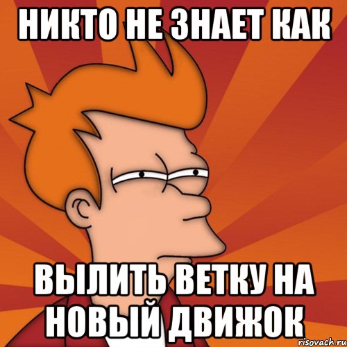Никто не знает как вылить ветку на новый движок, Мем Мне кажется или (Фрай Футурама)