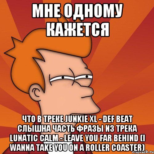 мне одному кажется что в треке junkie xl - def beat слышна часть фразы из трека lunatic calm - leave you far behind (i wanna take you on a roller coaster)