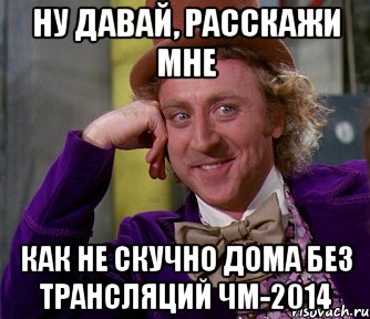 ну давай, расскажи мне как не скучно дома без трансляций ЧМ-2014, Мем мое лицо