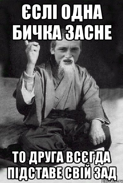 єслі одна бичка засне то друга всєгда підставе свій зад, Мем Мудрий паца