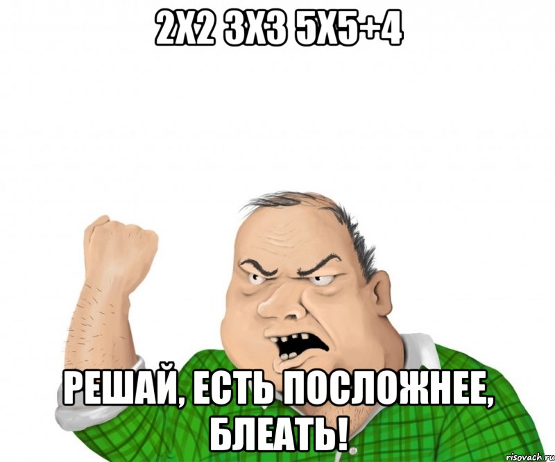 2x2 3x3 5x5+4 решай, есть посложнее, блеать!, Мем мужик