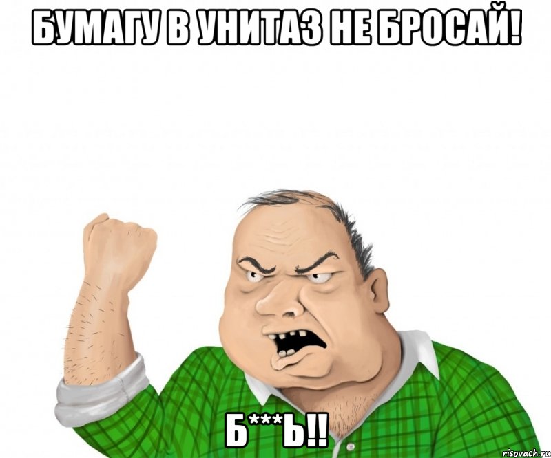 Бумагу в унитаз не бросай! Б***Ь!!, Мем мужик