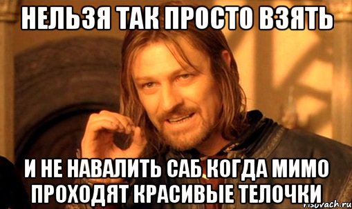 нельзя так просто взять И не навалить саб когда мимо проходят красивые телочки, Мем Нельзя просто так взять и (Боромир мем)