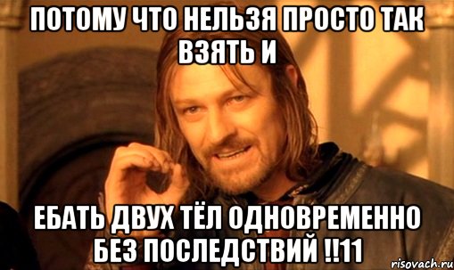 потому что нельзя просто так взять и ЕБАТЬ ДВУХ ТЁЛ ОДНОВРЕМЕННО БЕЗ ПОСЛЕДСТВИЙ !!11, Мем Нельзя просто так взять и (Боромир мем)