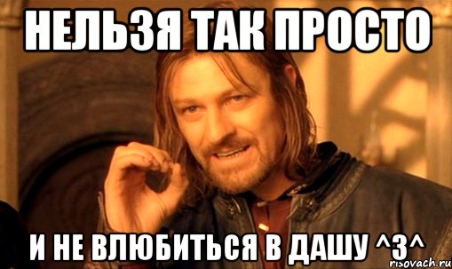 Нельзя так просто И не влюбиться в Дашу ^з^, Мем Нельзя просто так взять и (Боромир мем)