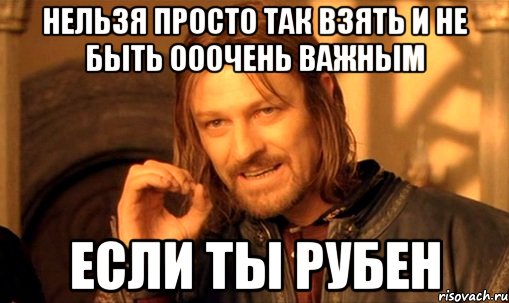 Нельзя просто так взять и не быть ОООЧЕНЬ важным Если ты РУБЕН, Мем Нельзя просто так взять и (Боромир мем)