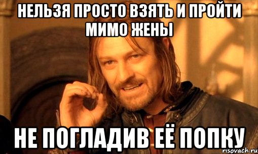 Нельзя просто взять и пройти мимо жены Не погладив её попку, Мем Нельзя просто так взять и (Боромир мем)