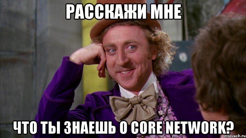 Расскажи мне что ты знаешь о core network?, Мем Ну давай расскажи (Вилли Вонка)