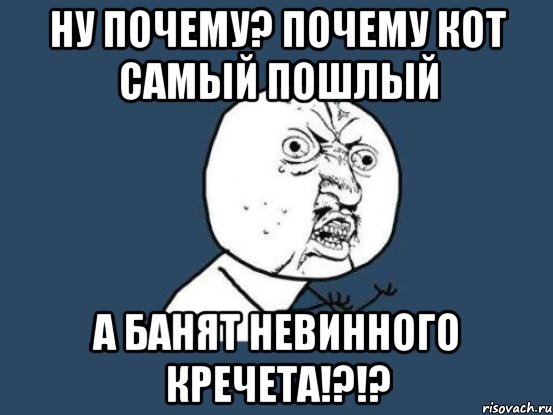 Ну почему? Почему Кот самый пошлый а банят невинного Кречета!?!?, Мем Ну почему