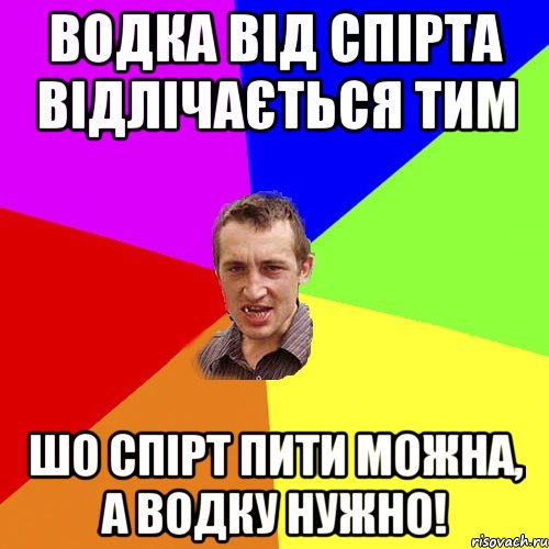 водка від спірта відлічається тим шо спірт пити можна, а водку нужно!, Мем Чоткий паца