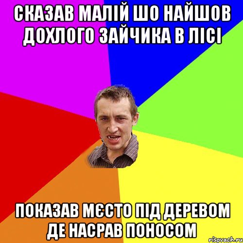 Сказав малій шо найшов дохлого зайчика в лісі Показав мєсто під деревом де насрав поносом, Мем Чоткий паца