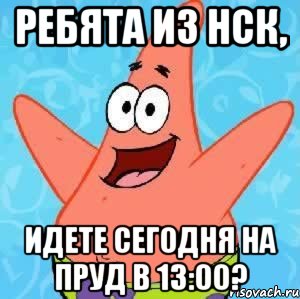 Ребята из нск, Идете сегодня на пруд в 13:00?, Мем Патрик