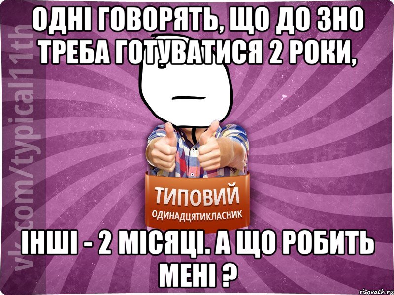 одні говорять, що до ЗНО треба готуватися 2 роки, інші - 2 місяці. А що робить мені ?