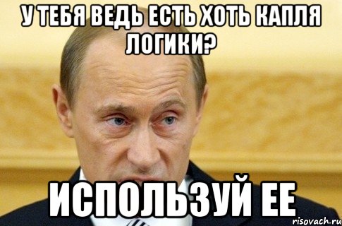 у тебя ведь есть хоть капля логики? используй ее, Мем путин