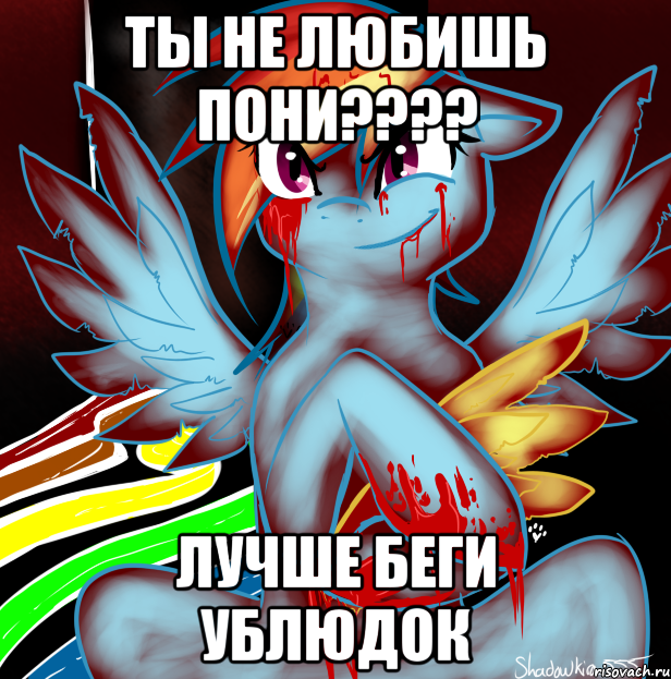 Ты не любишь пони???? Лучше беги ублюдок, Мем RAINBOW FACTORY DASH