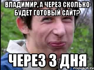 Владимир, а через сколько будет готовый сайт? Через 3 дня