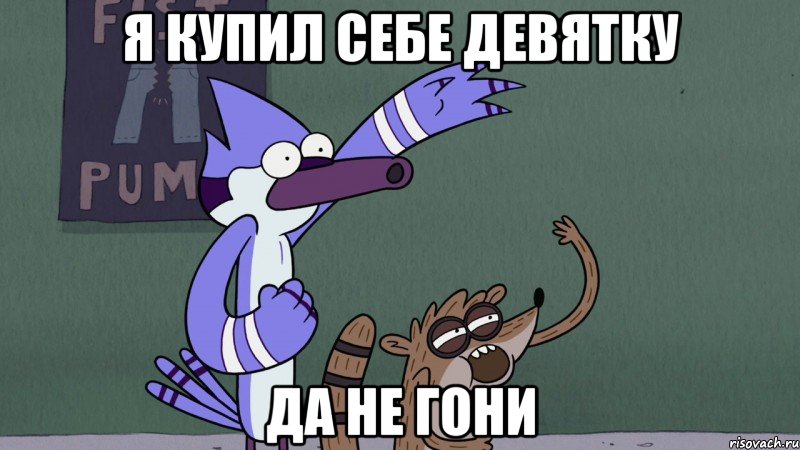 Я купил себе девятку Да не гони, Мем regular show