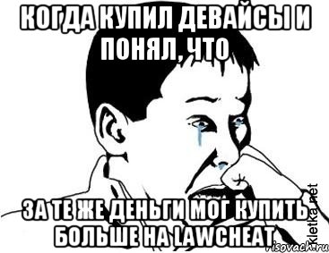 когда купил девайсы и понял, что за те же деньги мог купить больше на lawcheat, Мем сашок