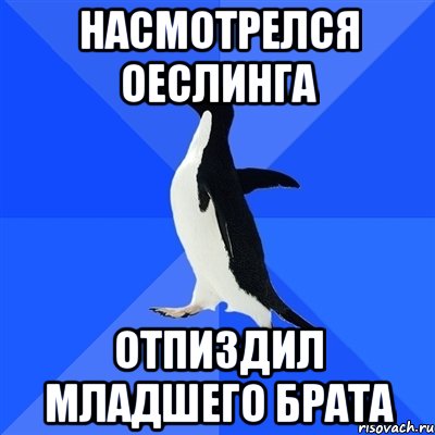 Насмотрелся оеслинга отпиздил младшего брата, Мем  Социально-неуклюжий пингвин