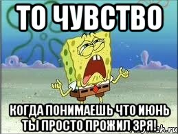 То чувство когда понимаешь что Июнь ты просто прожил зря!, Мем Спанч Боб плачет