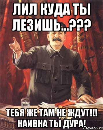 Лил куда ты лезишь...??? Тебя же там не ждут!!! Наивна ты дура!