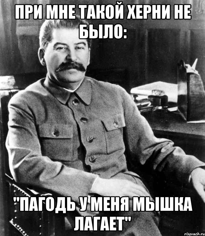 При мне такой херни не было: "Пагодь у меня мышка лагает", Мем  иосиф сталин