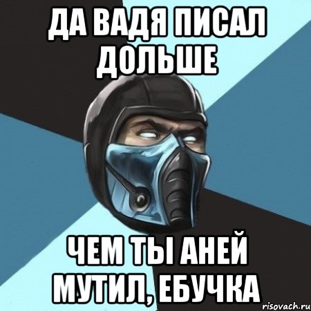 Да Вадя писал дольше чем ты Аней мутил, ебучка, Мем Саб-Зиро