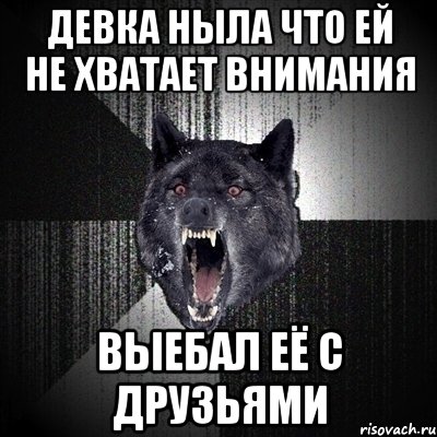 Девка ныла что ей не хватает внимания Выебал её с друзьями, Мем Сумасшедший волк